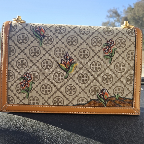 Tory Burch RARE! RARE!🔥🔥 Women's T Monogram Jacquard Embroidered Shoulder Bag - Picture 3 of 9